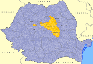 Location of Szekely land in Romania. [Source: Wikipedia]